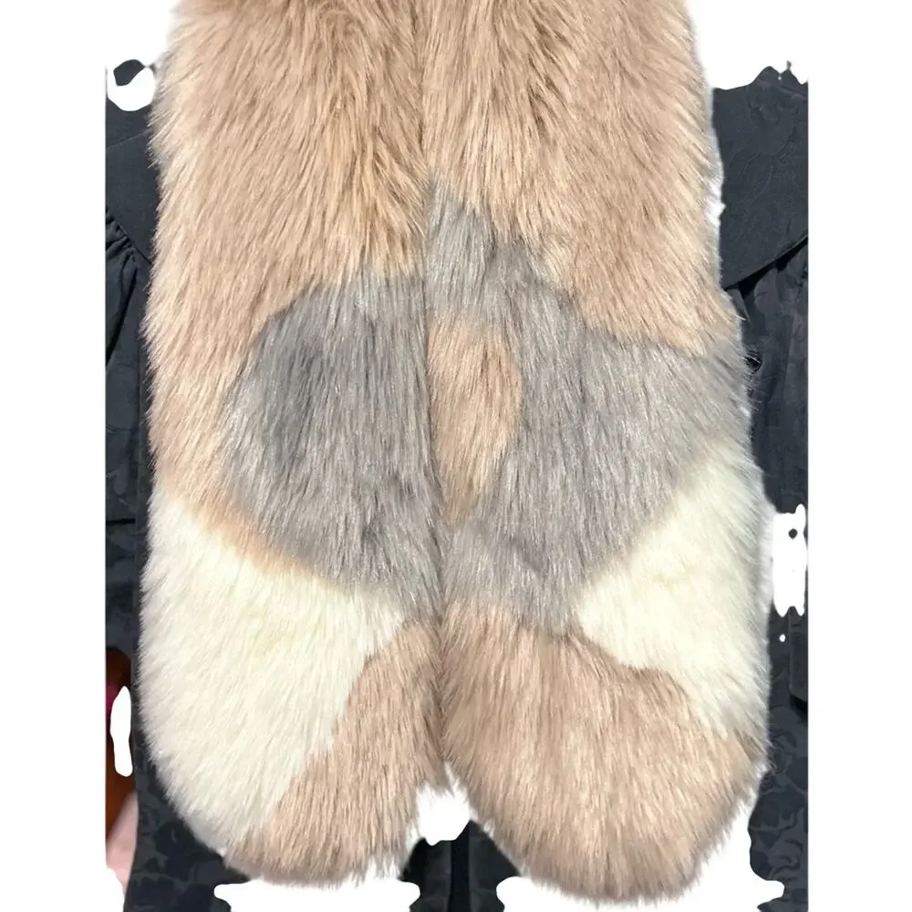 Ann Taylor The Loft Faux Fur Scarf Two Way Multicolor Pink Lavender Cream Winter
